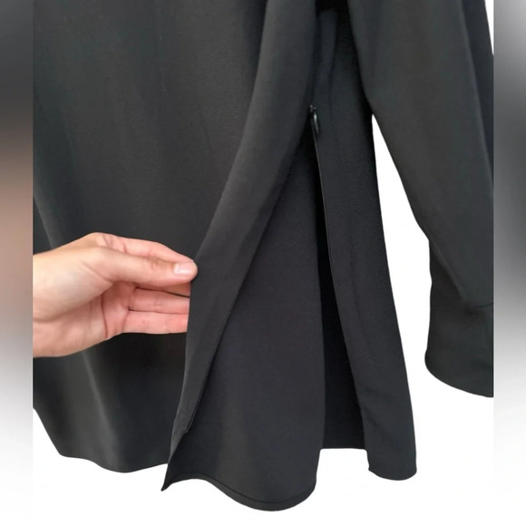 Talbots Size L Black Blouse Shirt With Lace Insets, Zip Side and‎ 3/4 Sleeves - Picture 4 of 8